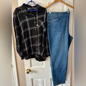 Women’s Terra & Sky Jeans w/ Flannel Shirt 3x